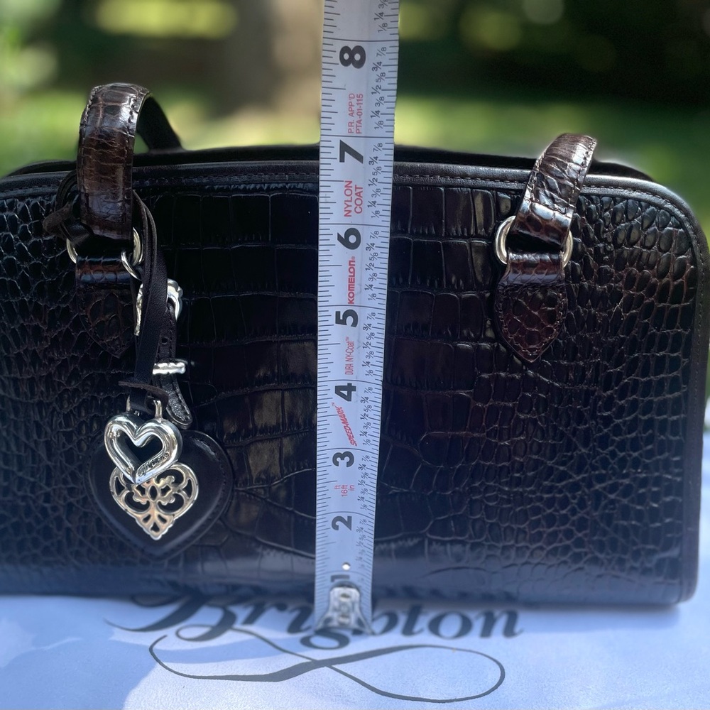 Brighton Satchel Handbag, Rich Brown Croc Embossed, Vintage! - Picture 12 of 14